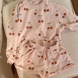 Rylee + Cru Cherry Print Pajama Set - Soft Pink